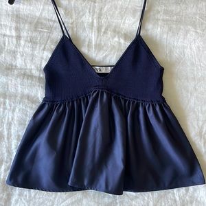 Zara navy peplum top size S
